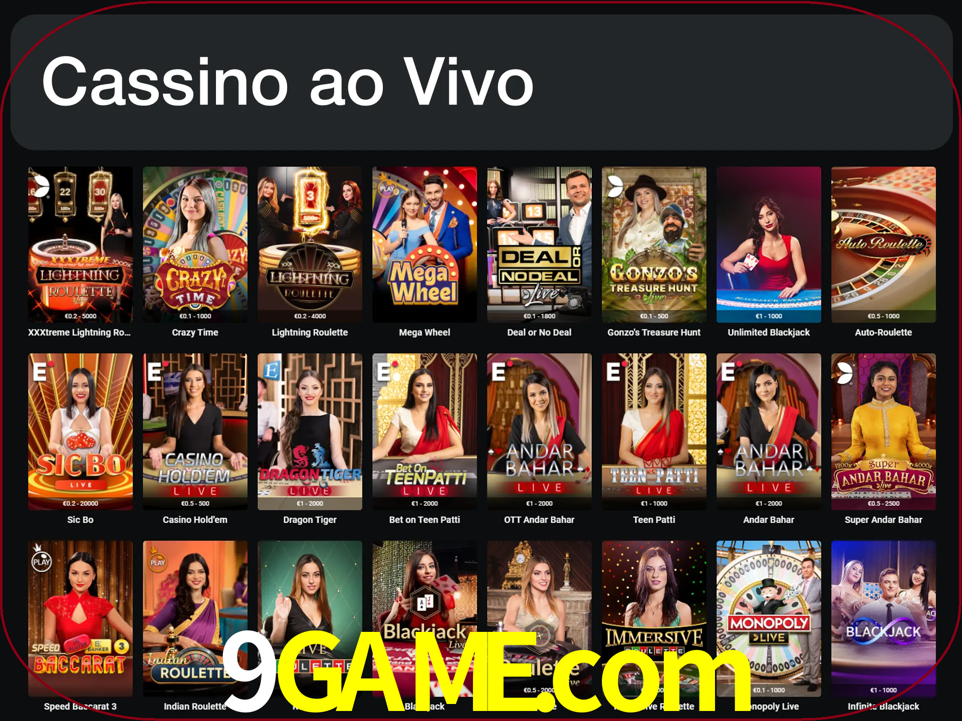 Jogue jogos de cassino com um verdadeiro dealer.