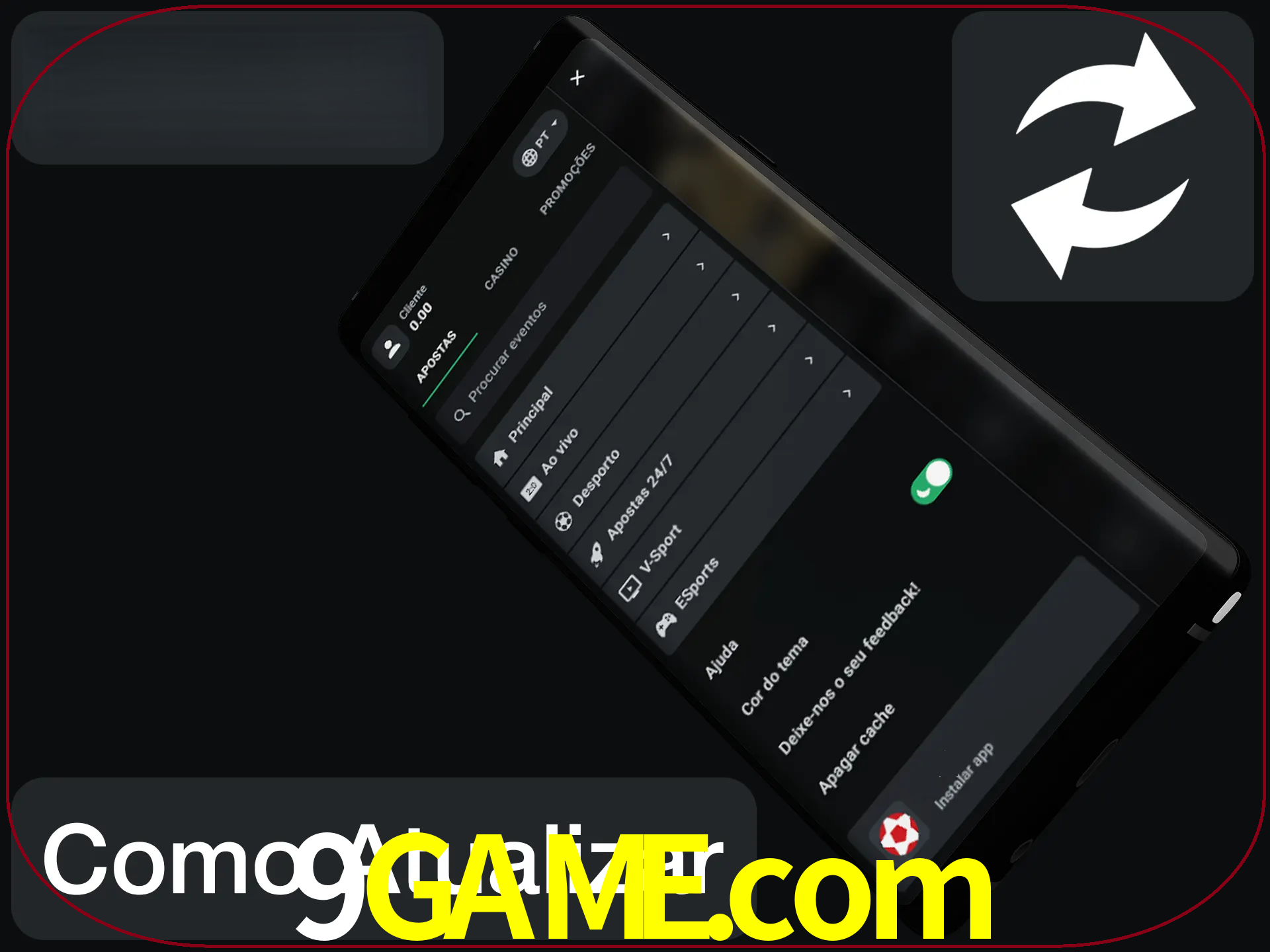 O aplicativo é atualizado automaticamente quando você faz o login.