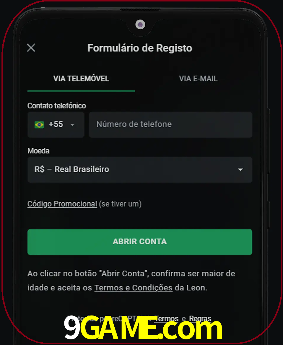 Abra o aplicativo e inicie o processo de registro.